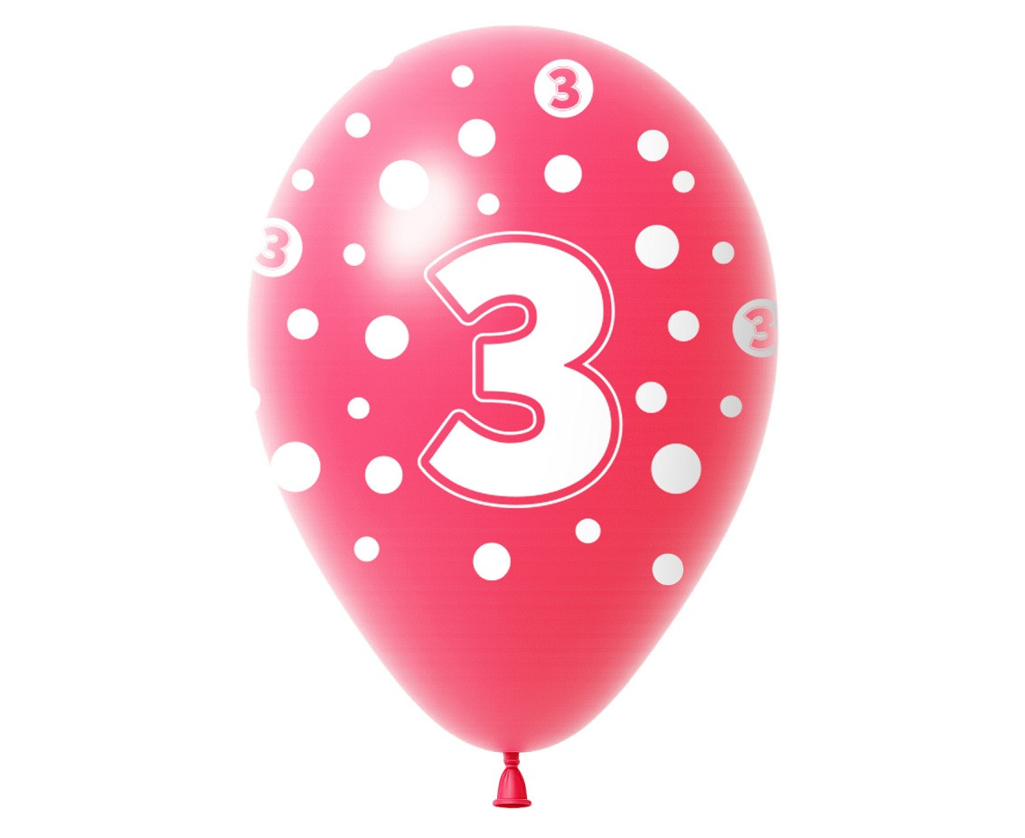 Balloon with digit 3, 12" / 5 pcs.